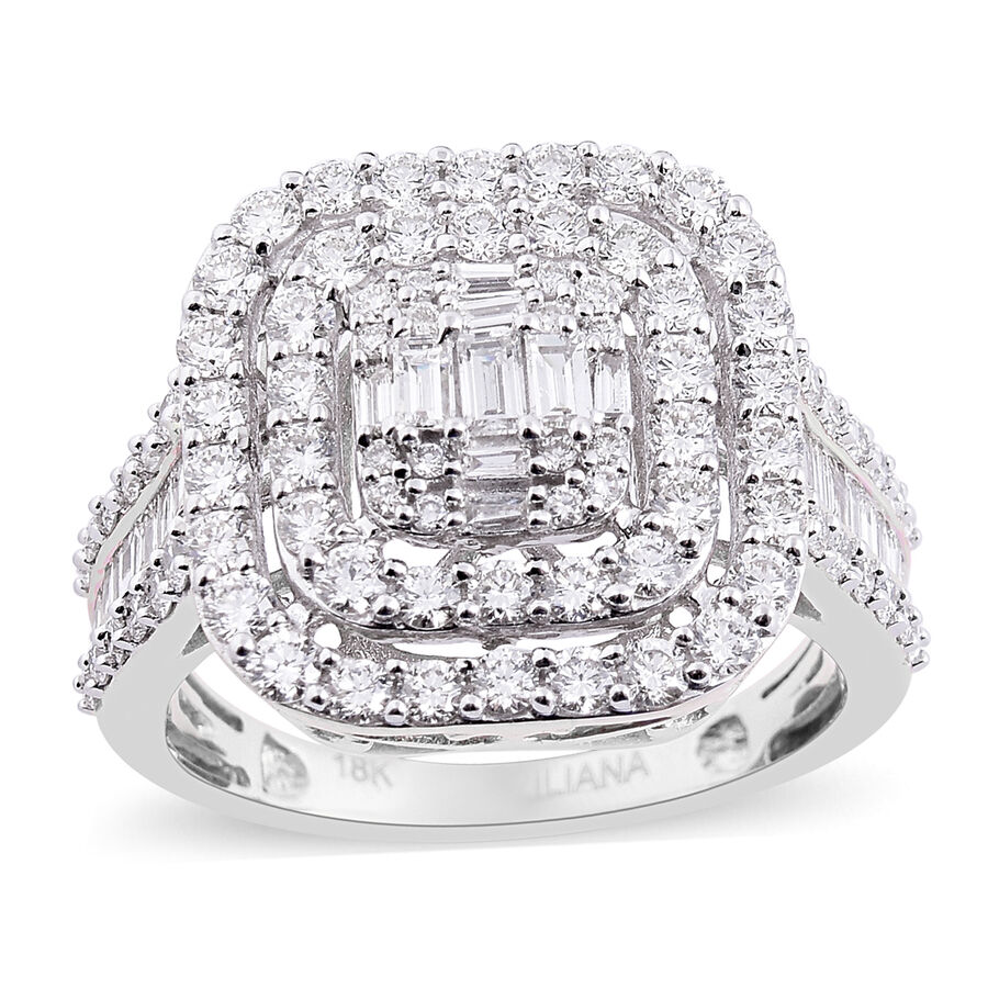 ILIANA 2 Ct Diamond Cluster Ring in 18K White Gold IGI Certified SI G-H ...