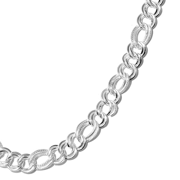One Time Mega Deal- Sterling Silver Fancy Figaro Necklace (Size 20).Silver Wt 35.00 Gms