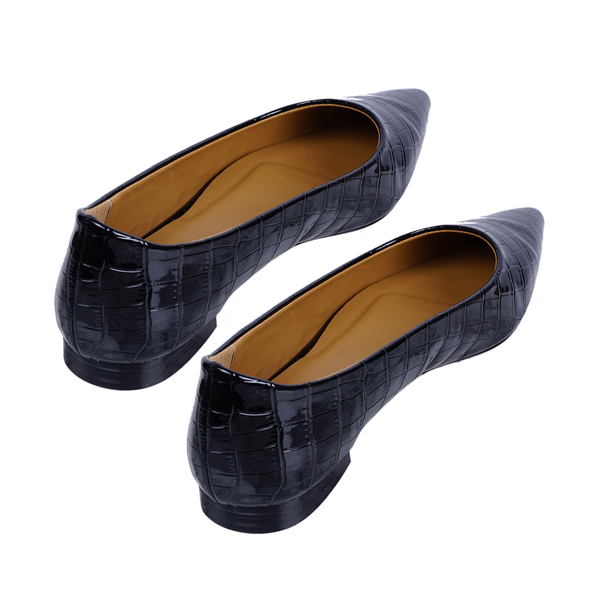 Inyati - VIOLET Croc Slip-On Flat Ballerinas (Size 4) - Black