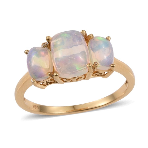 Ethiopian Opal (Cush 1.25 Ct) 3 Stone Ring in 14K Gold Overlay Sterling Silver 2.500 Ct.
