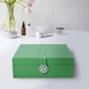 Two-Layer Green Jewellery Box with Multiple Compartments and Mirror (Size 26x26x9cm)