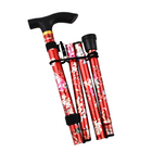Lightweight Aluminum Foldable Walking Cane with Ergonomic Handle and Wrist Strap - Red