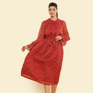TAMSY Printed Dress (Size XL, 20-22) - Red