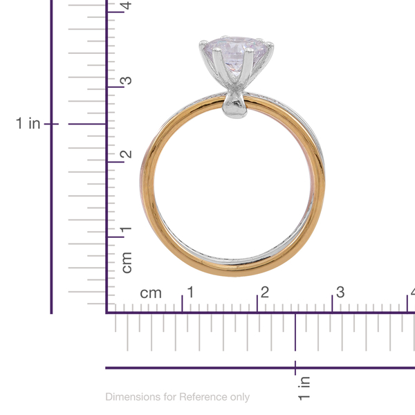 ELANZA AAA Simulated White Diamond (Rnd) Ring in Rose Gold and Platinum Overlay Sterling Silver