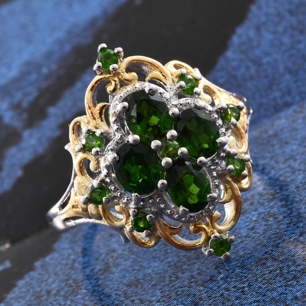 Chrome Diopside (Ovl) Ring in Platinum and Yellow Gold Overlay Sterling Silver 1.750 Ct.