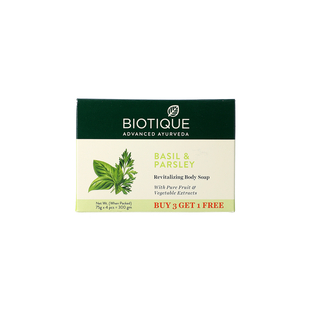 Set of 4 - Biotique Bio Basil And Parsley Soap (75gm Each)