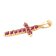 Natural Moroccan Ruby Cross Pendant in 14K Gold Overlay Sterling Silver 1.16 Ct.