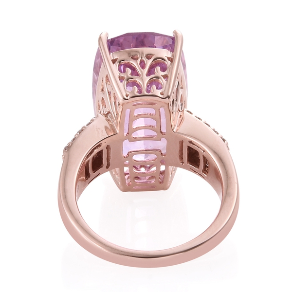 TJC Exclusive-ILIANA 18K R Gold AAA Kunzite (Cush 21.00 Ct), Natural Pink Diamond Ring 21.500 Ct. Gold Wt 10.25 Gms