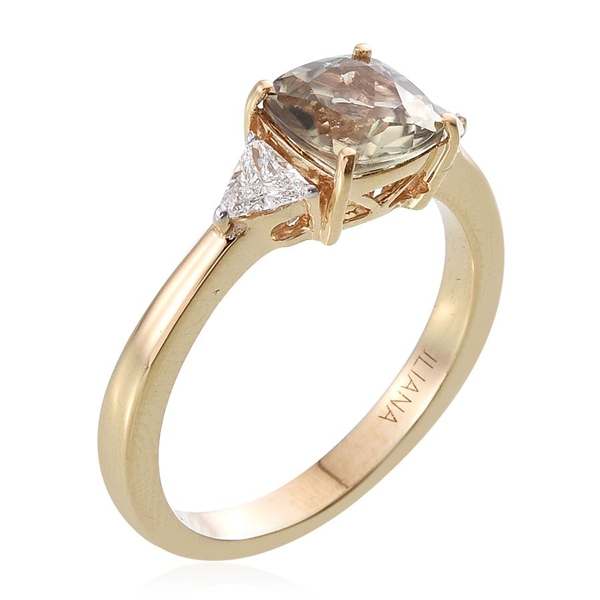 ILIANA 18K Y Gold Turkizite (Cush 1.90 Ct), Diamond Ring 2.150 Ct.
