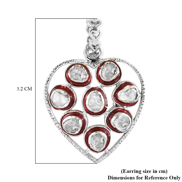 GP Amore Collection - Polki Diamond and Kanchanaburi Blue Sapphire Heart Pendant in Platinum Overlay Sterling Silver 0.51 Ct.