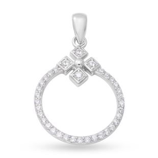 Simulated Diamond Pendant in Rhodium Overlay Sterling Silver