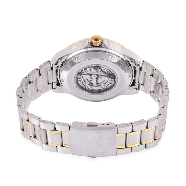 GENOA Automatic Skeleton White and Golden Dial Water Resistant Watch in Gold Tone with Stainless Steel Back and Chain Strap