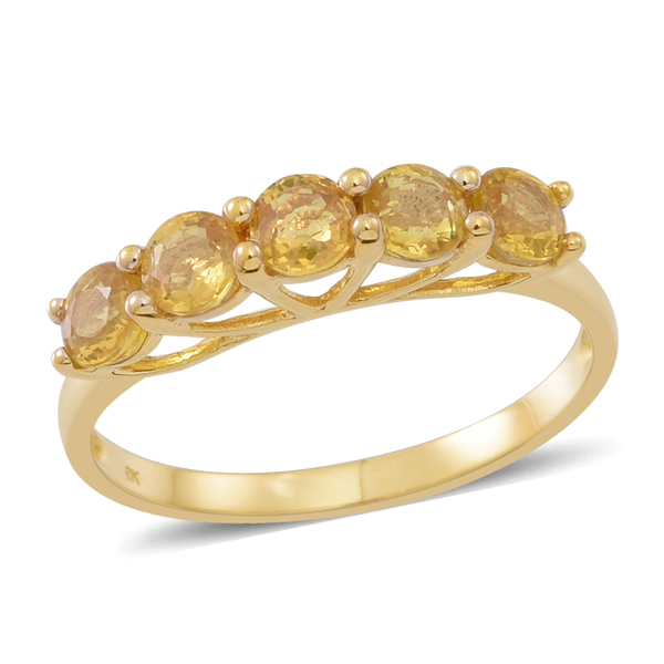 9K Y Gold AA Chanthaburi Yellow Sapphire (Rnd) 5 Stone Ring 2.000 Ct.