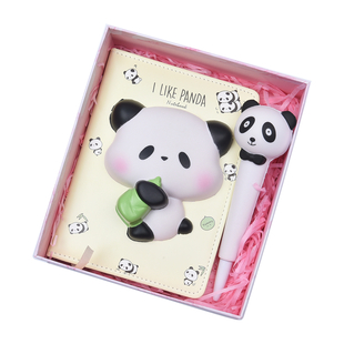 2 Piece Set - Squishy Toy Panda Notebook and Pen
