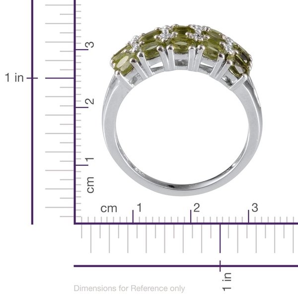 Hebei Peridot (Ovl), Diamond Ring in Platinum Overlay Sterling Silver 3.510 Ct.