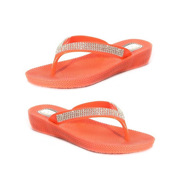 Ella Diamante Toe Post Sandals (Size 3) - Red