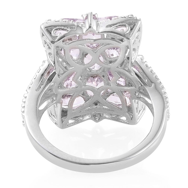 Rose De France Amethyst (Ovl) Ring in Platinum Overlay Sterling Silver 4.500 Ct. Silver wt 5.21 Gms.