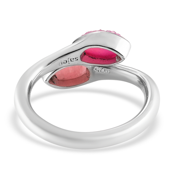 Sajen Silver ILLUMINATION Collection - Drusy Pink and Rhodochrosite Hollow Ring in Rhodium Overlay Sterling Silver 1.50 Ct.