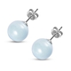 Aquamarine Stud Earrings (with Push Back) in Rhodium Overlay Sterling Silver