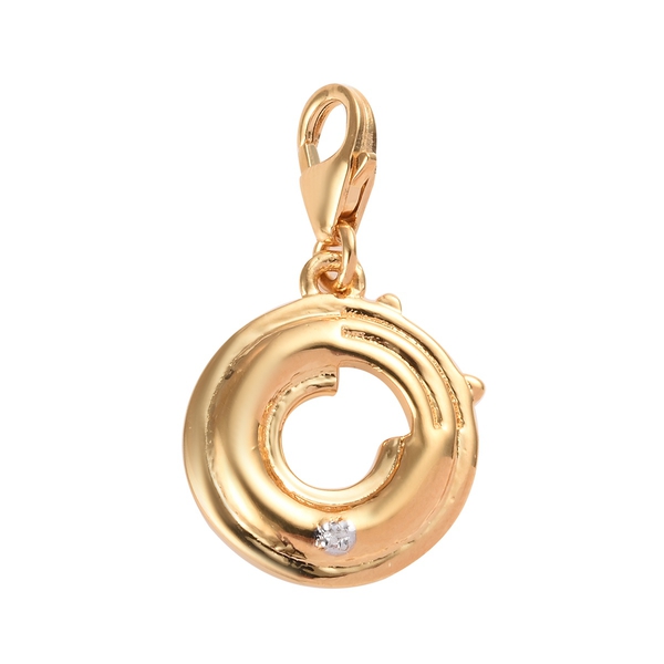 Diamond (Rnd) Initial O Charm in 14K Gold Overlay Sterling Silver