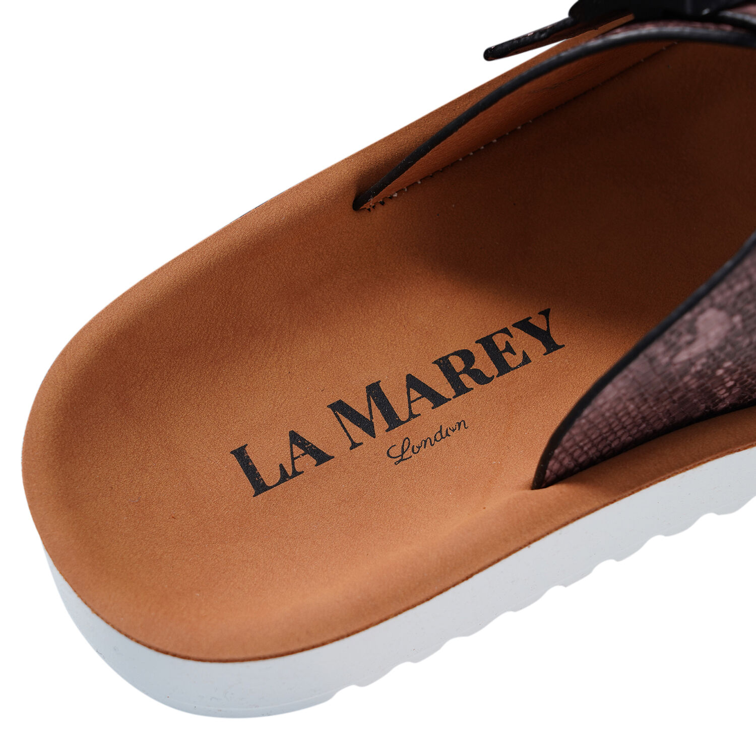 LA MAREY Snake Skin Pattern Two Strap Slip on Sandal - Pink