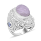 Royal Bali Collection - Carved Kunzite and Tanzanite Ring in Sterling Silver