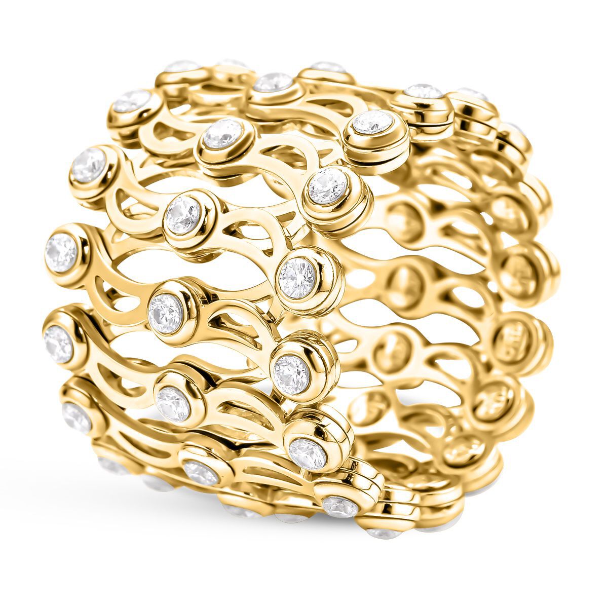 Monster Deal Moissanite Concertina Ring in Vermeil Yellow Gold