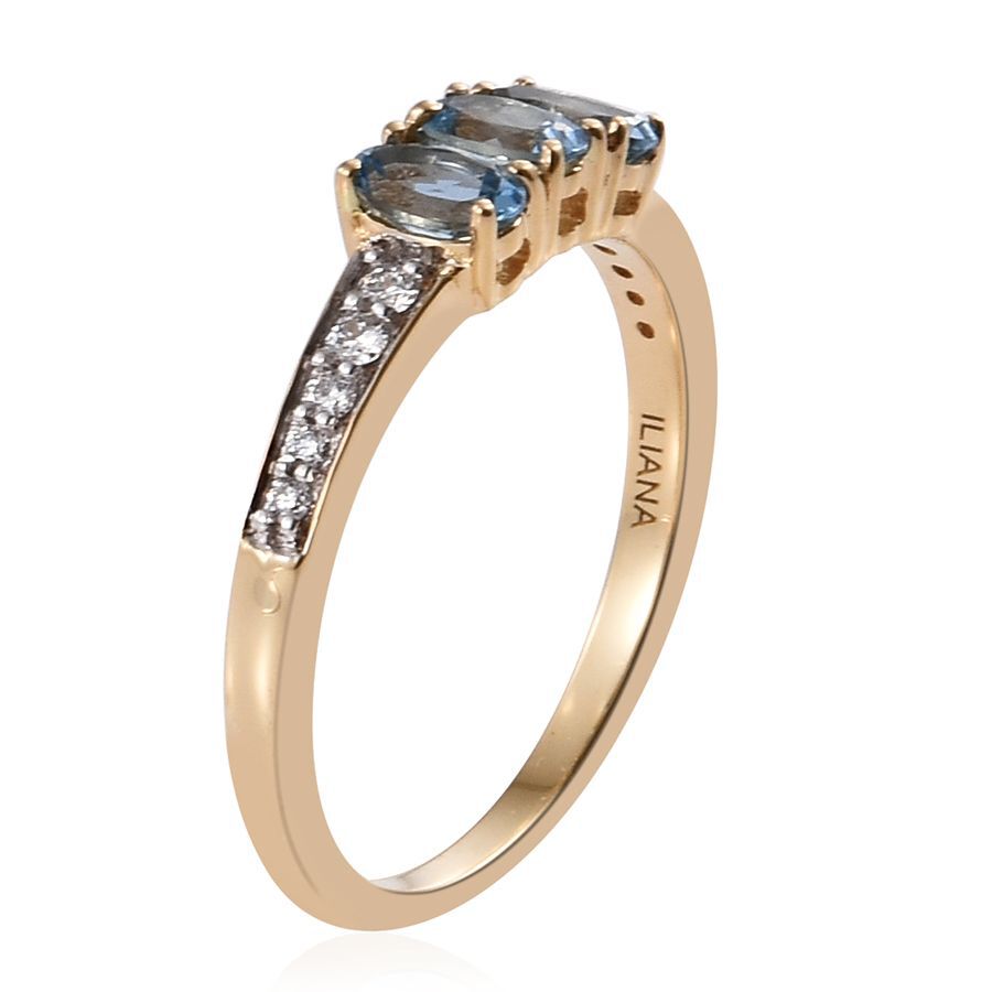 ILIANA 18K Yellow Gold AAA Santa Maria Aquamarine (Ovl), Diamond (SI G-H) 0.750 Ct.