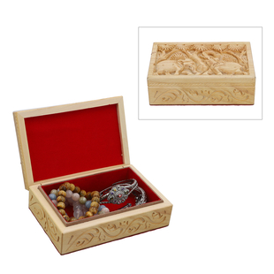 Handmade Owl Pattern Carved Wooden Storage Box (Size 15x10x5Cm)