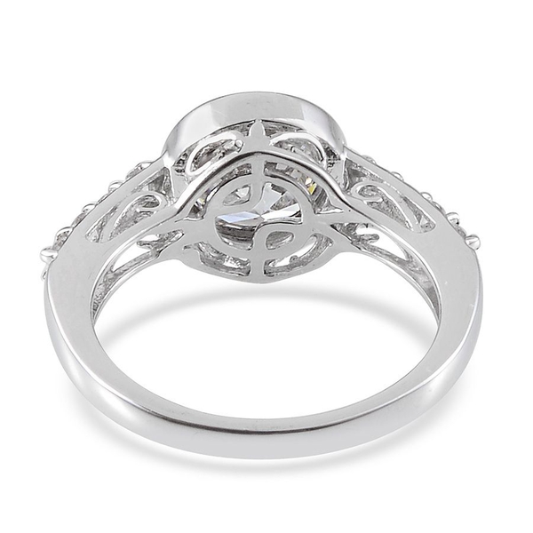 Lustro Stella - Platinum Overlay Sterling Silver (Rnd) Ring Made with Finest CZ 2.280 Ct.