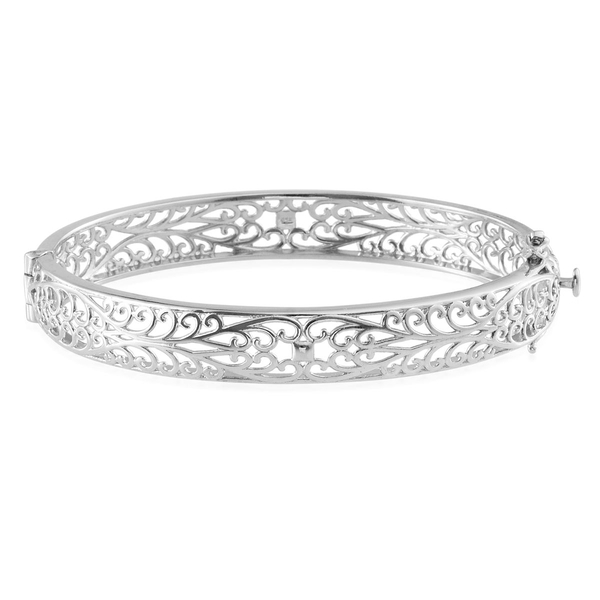 Platinum Overlay Sterling Silver Bangle (Size 7.5), Silver wt 22.04 Gms.