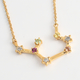 Diamond and Multi Gemstones Necklace (Size 18 With 2 Inch Extender) in 14K Gold Overlay Sterling Silver