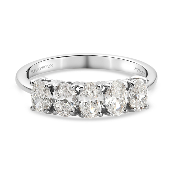 RHAPSODY 950 Platinum IGI Certified Diamond (VS/E-F) 5 Stone Ring 1.00 Ct.
