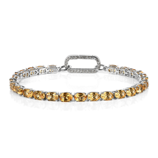 Citrine and Simulated Diamond Bracelet in Platinum Overlay Sterling Silver