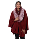 Designer Inspired Cape with Faux Fur Collar (One Size, L: 80cm) - Wine Red Colour