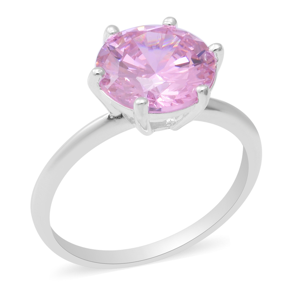 ELANZA Simulated Pink Sapphire Solitaire Ring in Sterling Silver