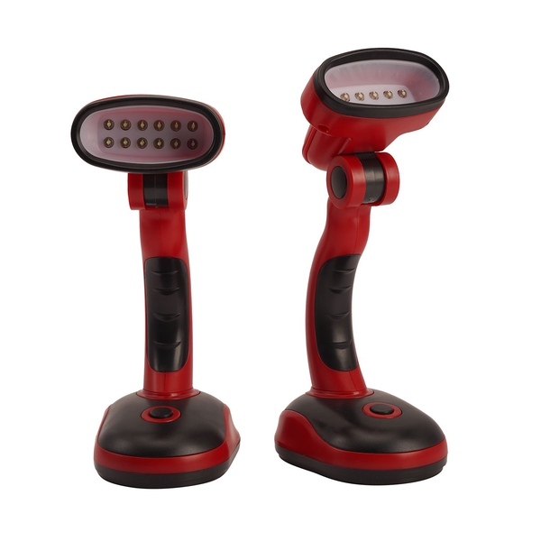 Flexible Desk Lamp with LED Light - Red and Black- Set of 2 (Requires 3 xAA Batteries no Incld)