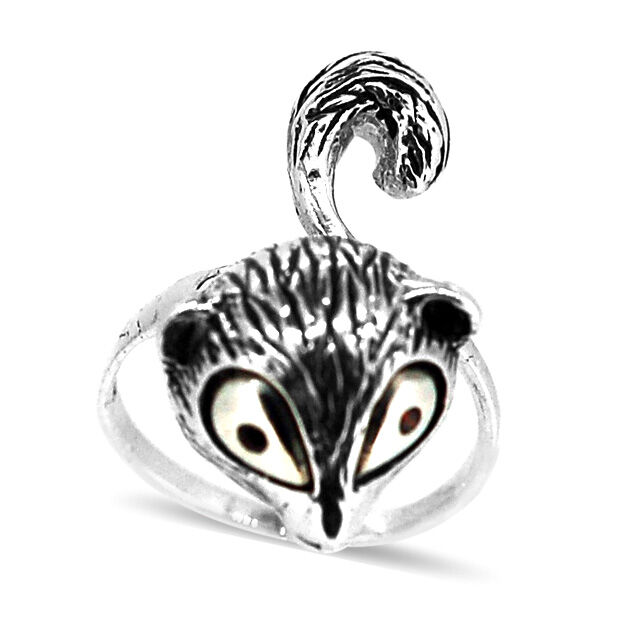 Creature Couture - Squirrel Ring with Red Austrian Crystal in Sterling Silver