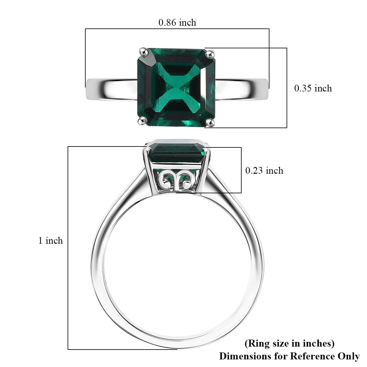 10K White Gold AAA Lab Grown Emerald Solitaire Ring, Gold Wt.3.34 Gms  2.195  Ct.