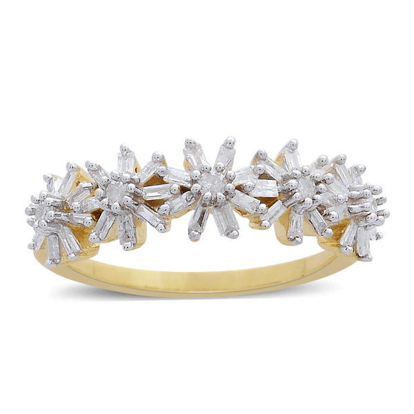 Limited Edition- 9K Y Gold SGL Certified Diamond (Rnd) (I3-G-H) Floral Ring 0.500 Ct.