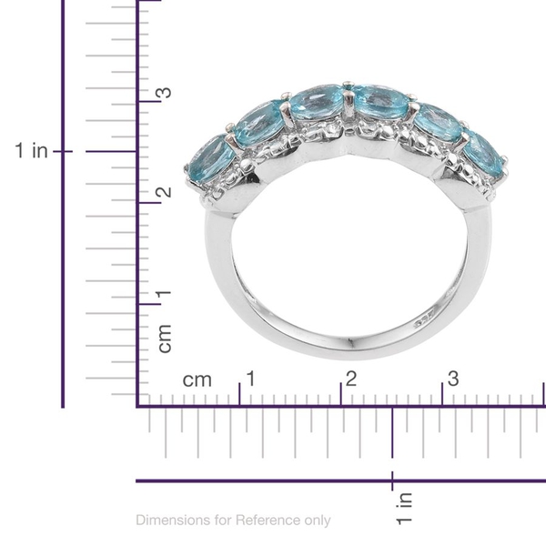 Paraibe Apatite (Ovl) Half Eternity Ring in Platinum Overlay Sterling Silver 1.000 Ct.