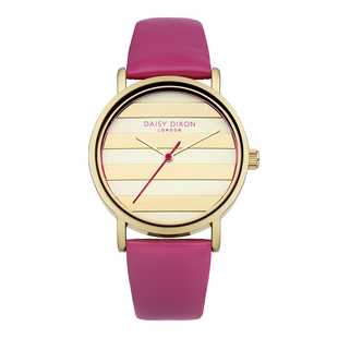 Daisy Dixon Poppy Pink Strap With Striped Dial Ladies Watch