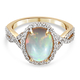 Ethiopian Welo Opal and Natural Cambodian Zircon Ring in Yellow Gold Overlay Sterling Silver 2.92 Ct