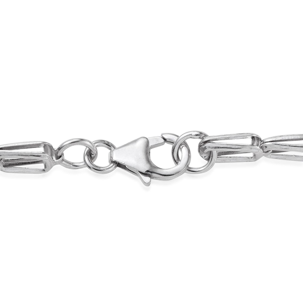 Platinum Overlay Sterling Silver Link Bracelet (Size 7.5), Silver wt 3.51 Gms.