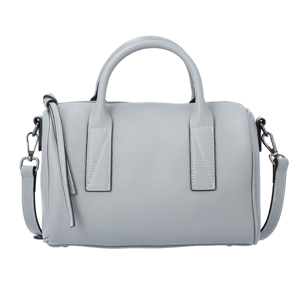Sencillez Solid Grey 100% Genuine Leather Convertible Bag with Zipper Closure
