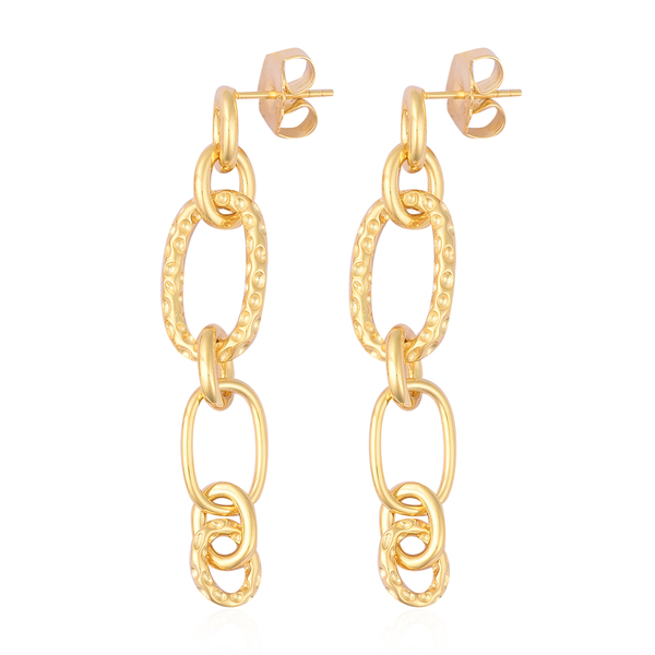 RACHEL GALLEY Allegro Collection - Yellow Gold Overlay Sterling Silver Dangle Link Earrings (with Push Back), Silver wt 11.05 Gms