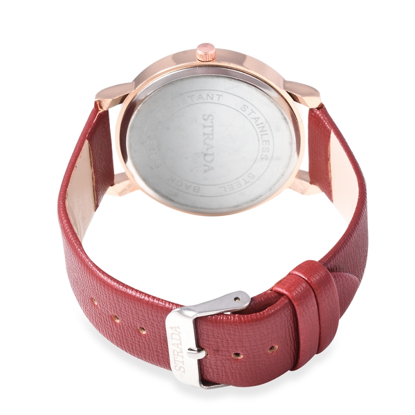STRADA Japanese Movement Water Resistance Watch in Rose Tone - Red