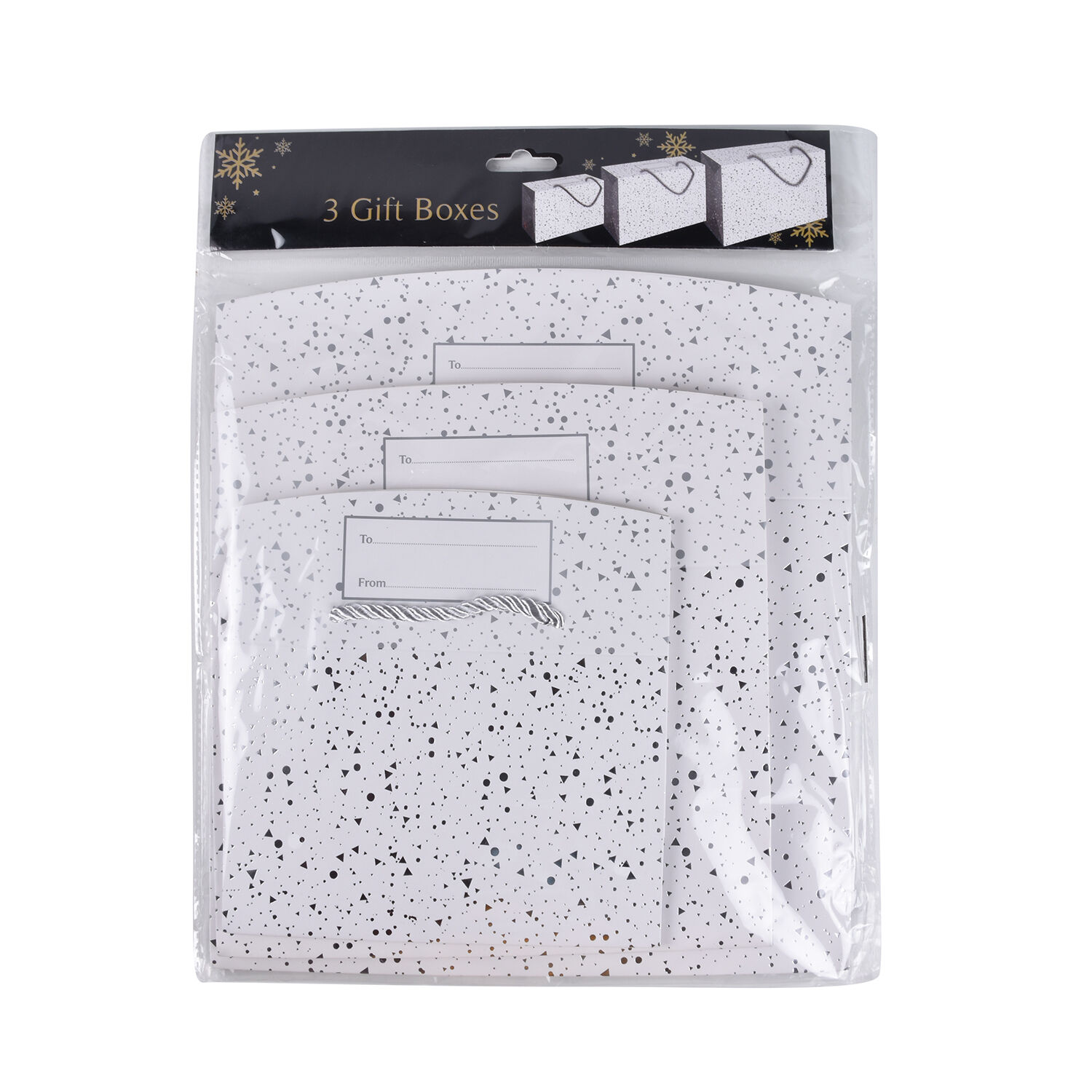 Pack of 3 Christmas Gift Boxes - Includes 3 Assorted Silver Foil Designs