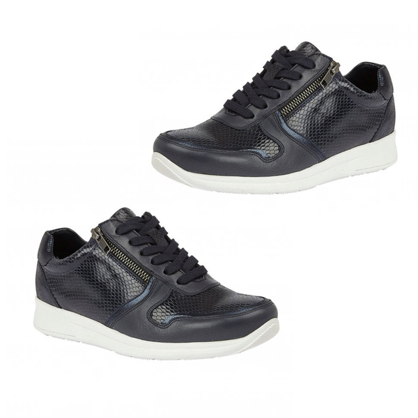 Lotus Stressless Navy Snake Leather Shira Casual Trainers