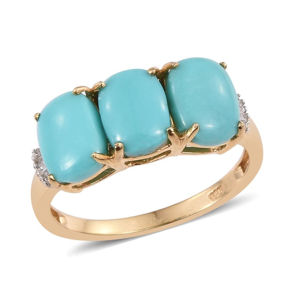 Sonoran Turquoise (Cush), Diamond Ring in 14K Gold Overlay Sterling Silver 4.050 Ct.
